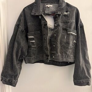 Edgy Black Distressed Denim Jacket